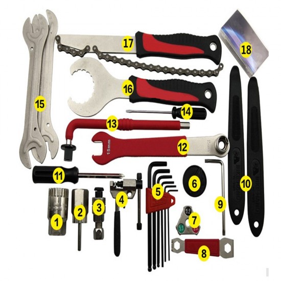 BIKEHAND Hex Key Wrench Remover Crank Puller Multi-function Bicycle Tool Kit Cycling Repair Tools Box Set Bicycle Multitool