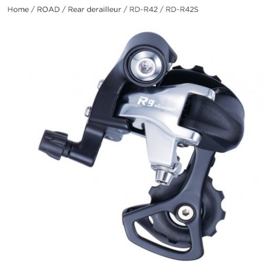 Microshift Road Bike Aluminum Alloy 9 Speed RD-R42 Rear Derailleur Bicycle Parts Rear Derailleur Fit for Road Cycling