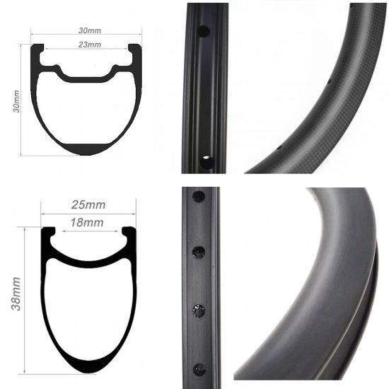 20inch 406mm Carbon BMX Rim 30x30mm tubeless 25x38mm Clincher Carbon Rim