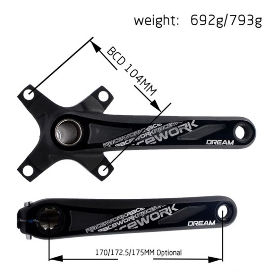 104BCD Mtb Crankstel Aluminium Met Bodem Fiets Crankstel Mtb Crank Fiets Accessoires 170Mm 172.5Mm 175Mm