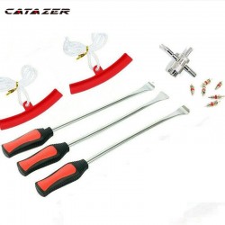 12 Pcs Bicycle Tire Change Tool Set Tire Dismounting Mounting Kit Tyre Spoon Lever Tool Rim Protector Sheaths for Motorcycle Car