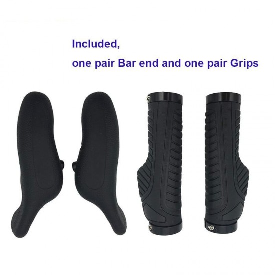Bicycle Grips MTB Bike Handlebar Grips End Bar Cycling Parts TPR Rubber Black Color Mountain Bicycle Bar End Grips