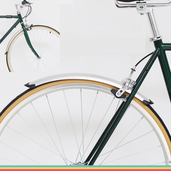 1 Set Zilver Fiets Voor Achter Fenders Retro Bike 700C 23C 25C Modder Guard Wing Road Fiets Spatbord Spatbord Onderdelen