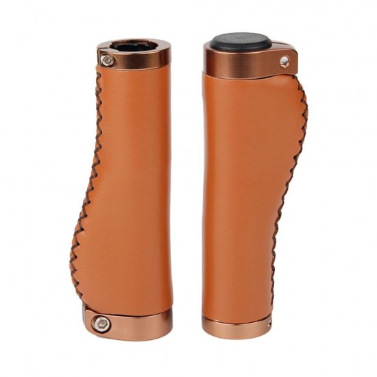 Cycling Handlebar Grips MTB BMX Road Anti-Skid PU Leather Bicycle Grips Mountain Bike Lock on Bicycle Handlebar End Grips