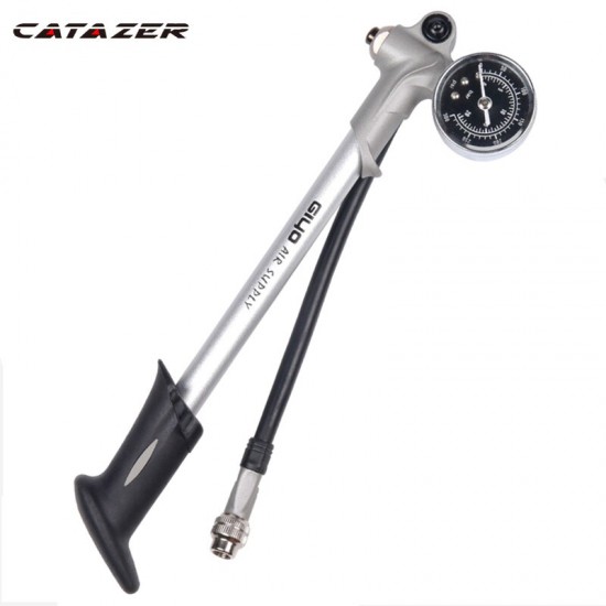 300PSI Air Supply Inflator Fiets Pomp Op Te Blazen Vork Shock Past Schrader Met Psi/Bar Gauge Bleeder Opvouwbare Slang band Pomp