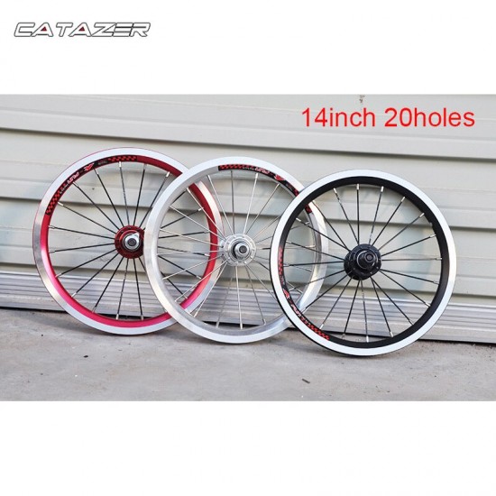 4 Bearing 14 Inch Alumilum Alloy Child Bike Wheelset 20H V Brake Kids Bike Wheel 412 Folding Bike Wheels