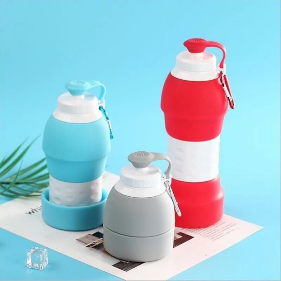 580ml Outdoor Travel Foldable water bottle Silicone cup Folding water bottle Mini Collapsible bottled water bottles 3 colors