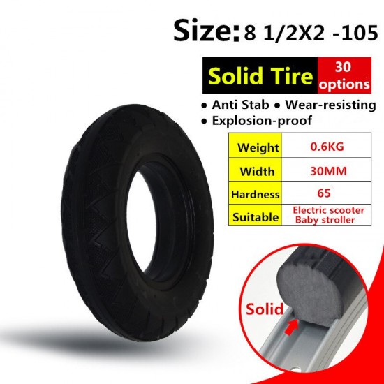 8 inch 8 1/2X2-105  Electric Scooter Tire Vacuum Solid Tyres for 8 1/2*2 Electric Skateboard and Baby Stroller