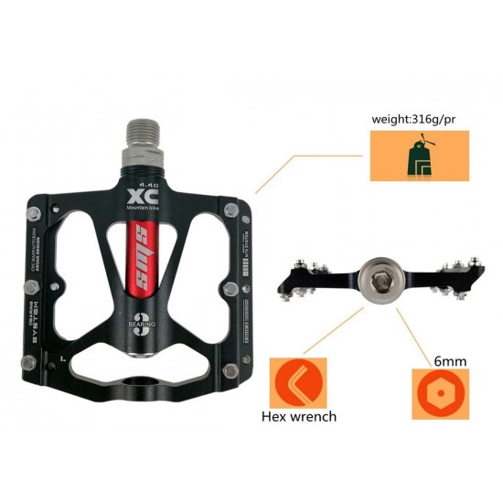 Aluminum Alloy Bicycle Pedal Mountain Bike Pedal MTB Road Cycling Sealed 3 Bearings Pedals for BMX Ultra-Light Bicycle Pedals