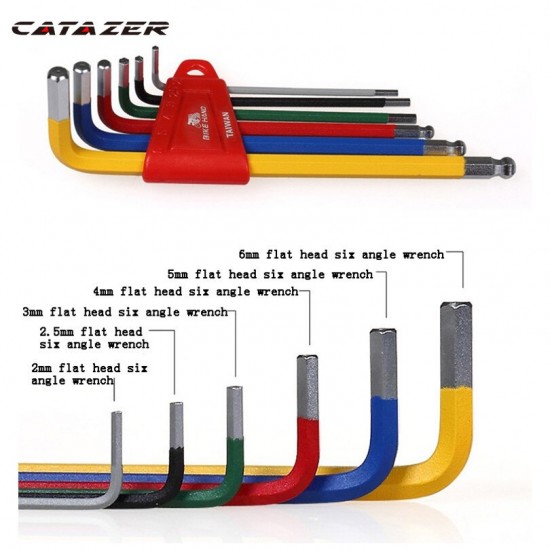 Bicycle Hex Key Wrench Set MTB Road Bike Repair Tool Kit Service Wrench6 PCS Colour Flat Ball 2/2.5/3/4/5/6mm Bicycle Wrench