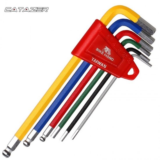Bicycle Hex Key Wrench Set MTB Road Bike Repair Tool Kit Service Wrench6 PCS Colour Flat Ball 2/2.5/3/4/5/6mm Bicycle Wrench