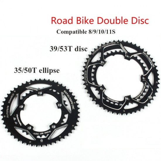 Bicylcle Road Bike Crank Chainwheel 110BCD 50/35T Oval 130BCD 39/53T Disc 5 Claw Double Plate 9/10/11 Speed Cycling
