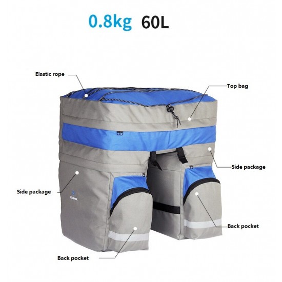 60L MTB Bicycle Carrier Bag Rear Rack Bike Trunk Bag Luggage Pannier Back Seat Double Side Cycling Bycicle Bag