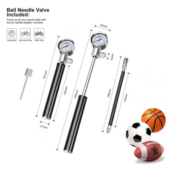 Bike Emergency Heavy Duty Tubeless Tire Puncture Tyre Repair Plug Set Bicycle Tool Cycling Accessories with Pump Pressure Gauge