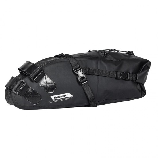 Bike Waterproof Bicycle Saddle Bag Reflective Large Capacity Foldable Tail Rear Bag Cycling MTB Trunk Pannier Black