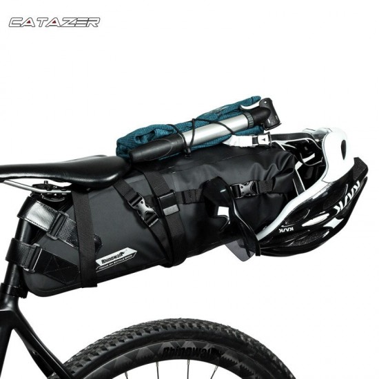 Bike Waterproof Bicycle Saddle Bag Reflective Large Capacity Foldable Tail Rear Bag Cycling MTB Trunk Pannier Black