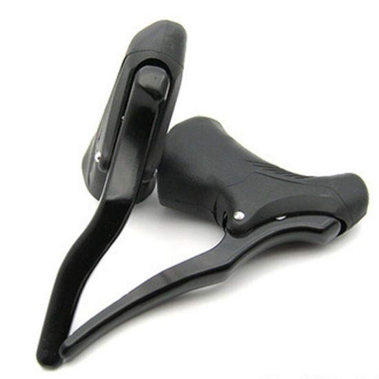 Catazer 1 Pair Road Bike Drop Bar Double Handle Brake Levers Racing Bicycle Fixed Gear Dual-control Handbrakes