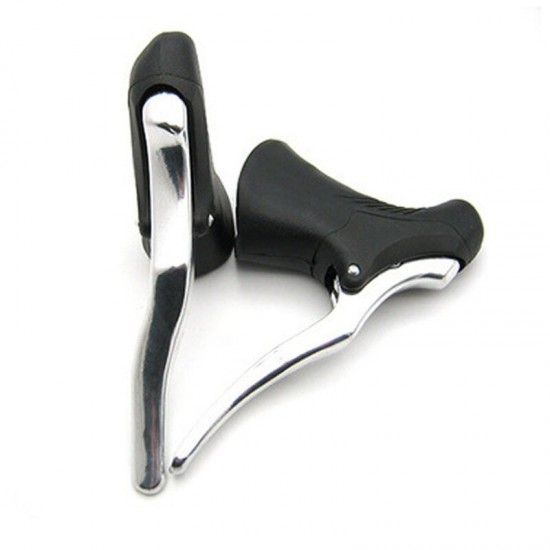 Catazer 1 Pair Road Bike Drop Bar Double Handle Brake Levers Racing Bicycle Fixed Gear Dual-control Handbrakes