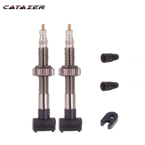 Catazer 2pcs Bicycle Tubeless Tire Presta Valve 40mm/60mm/80mm Alloy Stem Brass Core for Mountain Road Bikes