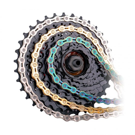 Catazer Bicycle Chain 9/10/11 Speed With Connector Master links Hollow Chain Silvier / Gold / Radiant Optional