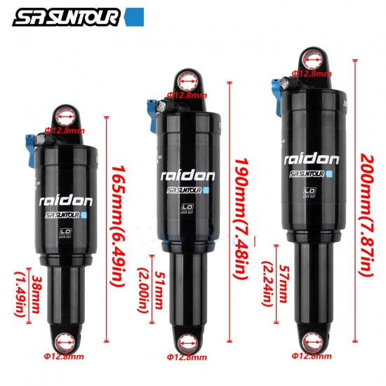 SUNTOUR Mountain Bike Reear Shock Suspension Frame Air Rear Shock 165/190/200mm with Lockout