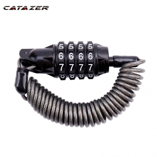 Bike Anti-theft Helmet Lock 4 Digit Password Bicycle Lock for Scooter Motorcycles Cycling Safety Portable Bike Spring Cable Lock