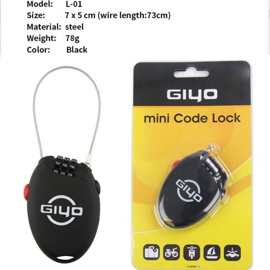 Fiets Multi Functie Mini Kabelslot Fiets 3 Digit Wachtwoord Coded Anti Diefstal Intrekbare Draad Lijn Lock Voor Fietsen Bagage 0.3
