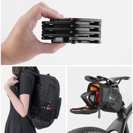 Bicycle Foldable Lock W/ Bracket Mount on Bike Handy Pocket Key Storage Lock Type Safe Zinc Alloy Steel Locking