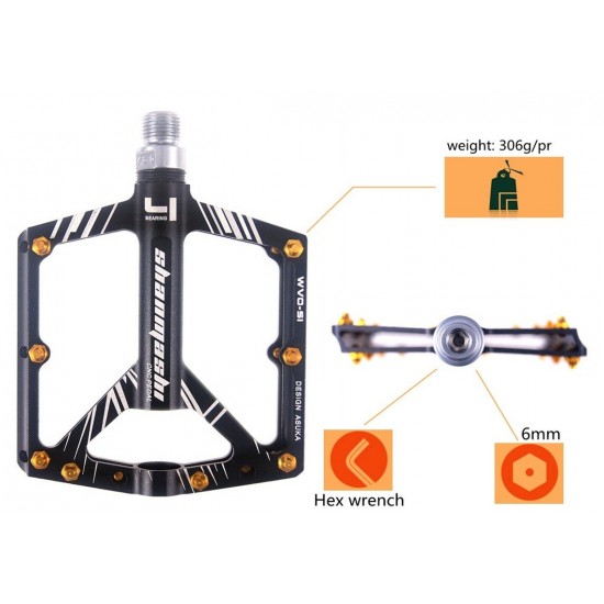 Bicycle Pedals 8 Bearings Wide Non-slip Aviation Aluminum Alloy Bike Pedal Ultra-thin MTB Pedal With Shackles Bicycle Pedal