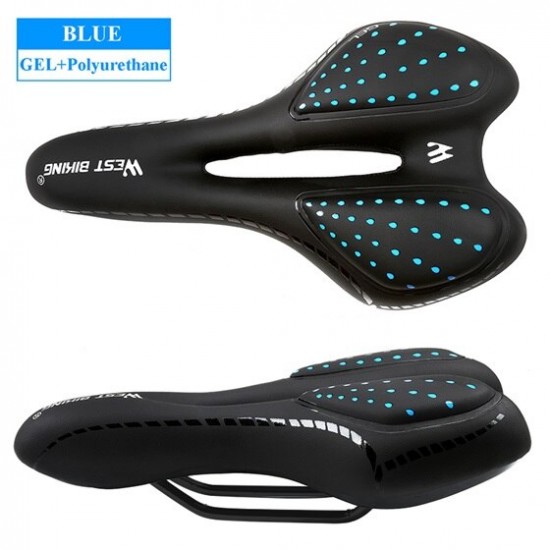 Bike Saddle Silicone Cushion PU Leather Surface Silica Filled Gel Comfortable Cycling Seat Shockproof Bicycle Saddle