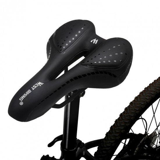 Bike Saddle Silicone Cushion PU Leather Surface Silica Filled Gel Comfortable Cycling Seat Shockproof Bicycle Saddle