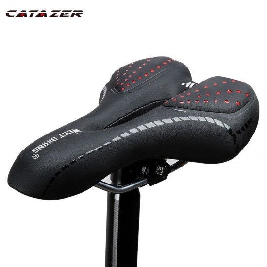 Bike Saddle Silicone Cushion PU Leather Surface Silica Filled Gel Comfortable Cycling Seat Shockproof Bicycle Saddle
