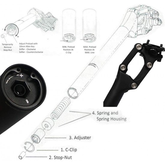 Bicycle Seat Post 27.2/28.6/30.0/30.4/30.9/31.6mm * 350mm MTB Shock Absorber Seat Post Mountain Bike Seat Tube