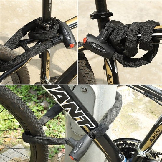 Bicycle Lock Steel Anti-Theft Bike Chain Lock Security Reinforced Cycling Chain Lock Motorcycle Bicycle Accessories