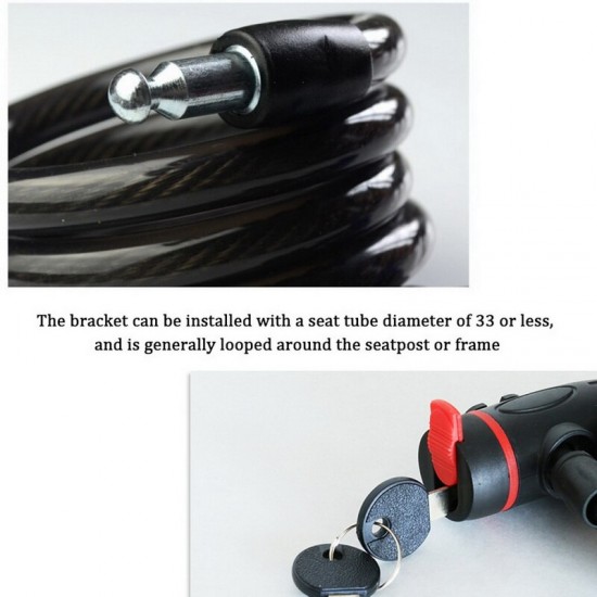 Bicycle Lock Secure Keys Bike Cable Lock with Mounting Bracket Universal Anti-Theft Bike Bicycle Lock Stainless Steel Cable