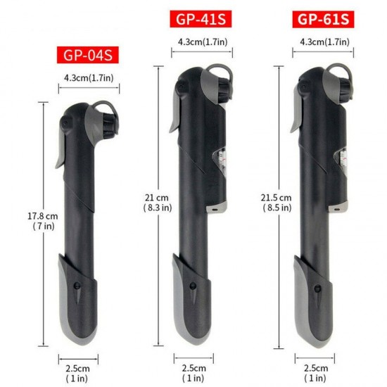 GP-40-41S 105g Mtb Road Bike Bicycle Pump Barometer Gauge 120 Psi High Pressure Mini Ball Cycling Air Hand Pump Tire Inflator