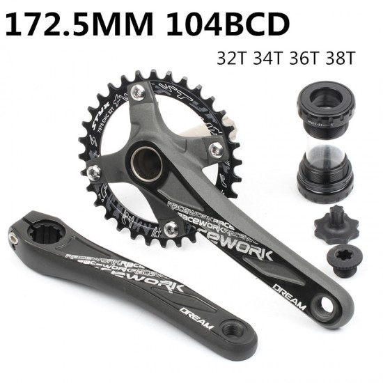 Mountain Bike Crank Hollow One-piece Crankset CNC GXP Direct-mounted Crankset Crank 32 34 36 38T