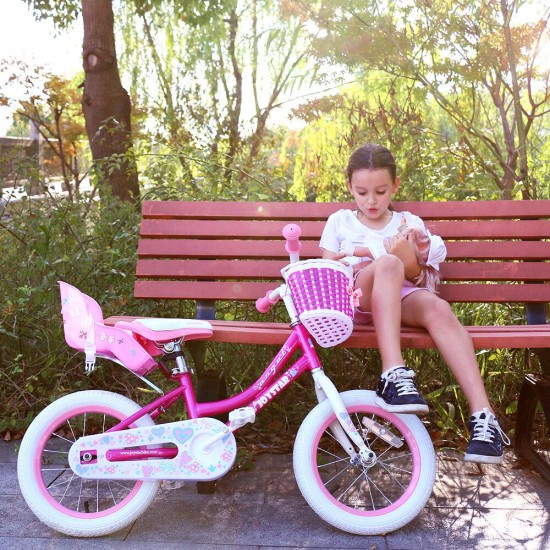 Child Bicycle Accessories Doll Seat Toy Basket Muppet Back Seat Doll Seat for Kid Bike with Decorate Yourself Stickers
