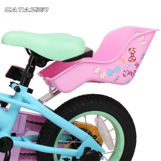 Child Bicycle Accessories Doll Seat Toy Basket Muppet Back Seat Doll Seat for Kid Bike with Decorate Yourself Stickers