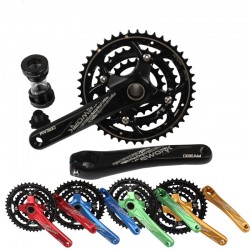 Mountain Bike 27 30 Speed Hollow Integrated Crankset 22-32-44T 104MM Chainring Road Bike 170MM 7005 Aluminum Alloy Crank with BB