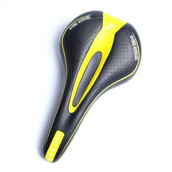 Mountain Bike Saddle 5 Colors Soft Saddle with Hollow Design and Leather Surface for MTB / Road Bicycle Leather Bicycle Saddle