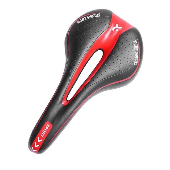 Mountain Bike Saddle 5 Colors Soft Saddle with Hollow Design and Leather Surface for MTB / Road Bicycle Leather Bicycle Saddle