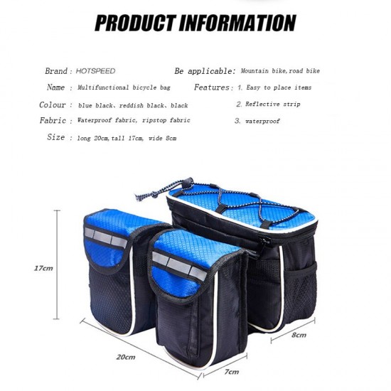 MTB Bike Bicycle Frame Tube Bag Bicycle Accessories 4 in 1 Cycling Pouch Bags Sport Cycling Panniers Bags Phone Container