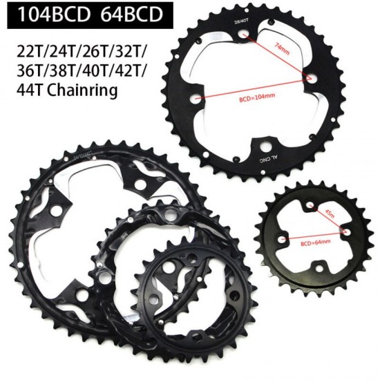 MTB Bicycle Chainring Chainring for SHIMANO SRAM Universal Crankset 22T/24T/26T/30T/32T/38T/42T/44T 104BCD 64BCD Bike Chainwheel