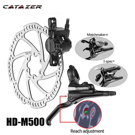 MTB HD-M500 Hydraulic Disc Brake Lever + Caliper Forged Aluminum Open System Dual Piston Confident Braking 305g/wheel