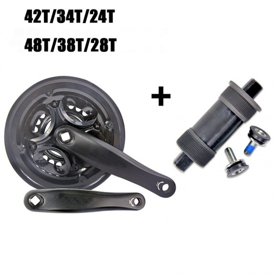 7/8 Speed Bike Crank Set 24/34/42T-48T 170mm Bicycle Crank Set Hollow Tooth Plate Bicycle Crankset Sprocket Bike Parts
