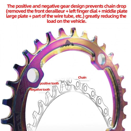 32T 34T 36T 38T 104BCD Aluminum Alloy Round Chainring Chainwheel Road Bicycle ChainRing Rainbow Color for MTB Mountain Bike