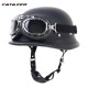 Classic Locomotive Retro Helmet German Helmet Motorcycle Helmet Outdoor Riding Bicycle Half Helmet with Glasses 5 Sizes Black