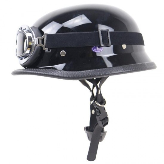 Classic Locomotive Retro Helmet German Helmet Motorcycle Helmet Outdoor Riding Bicycle Half Helmet with Glasses 5 Sizes Black