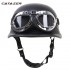 Classic Locomotive Retro Helmet German Helmet Motorcycle Helmet Outdoor Riding Bicycle Half Helmet with Glasses 5 Sizes Black